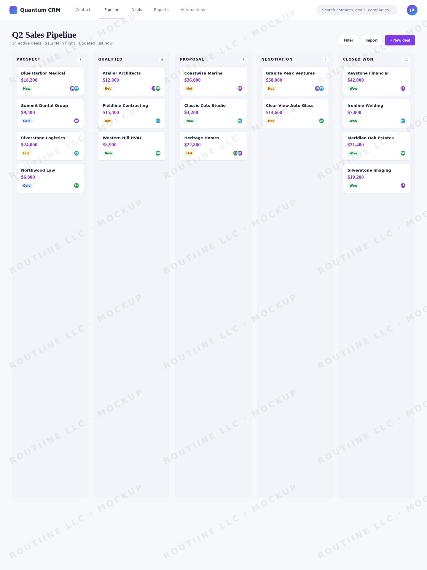 Quantum CRM — sales pipeline SaaS product